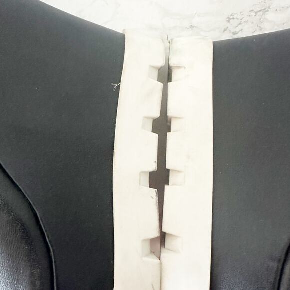 Rochessa Sporty Black Leather‎ Wedge Lug Sole Ankle Wrap Heels Women’s Size 38 - Picture 9 of 13